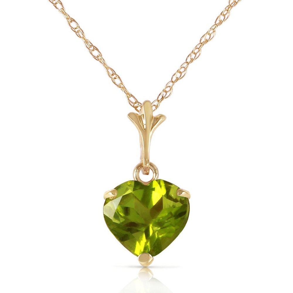 14K. SOLID GOLD NECKLACE WITH NATURAL PERIDOT